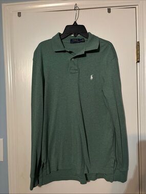 Polo by Ralph Lauren Men's Heather Green Long-Sleeve Polo Shirt